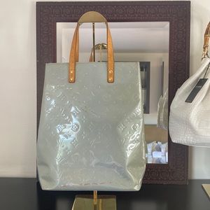 Authentic Louis Vuitton Houston Blue Green Patent Leather Vernis Tote Bag